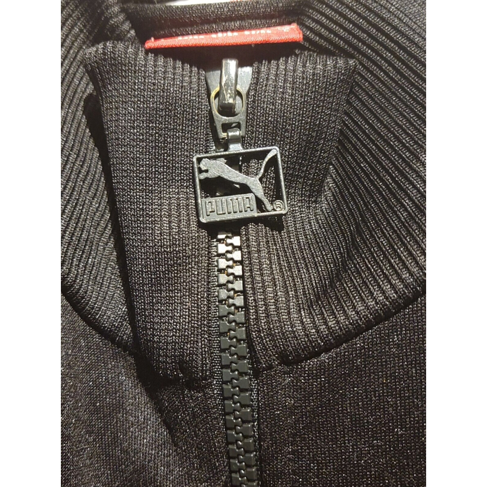 Puma T7 Black Track Jacket Full Zip Gold Foil Branding Front Zipper Pockets Rare - Picture 7 of 16
